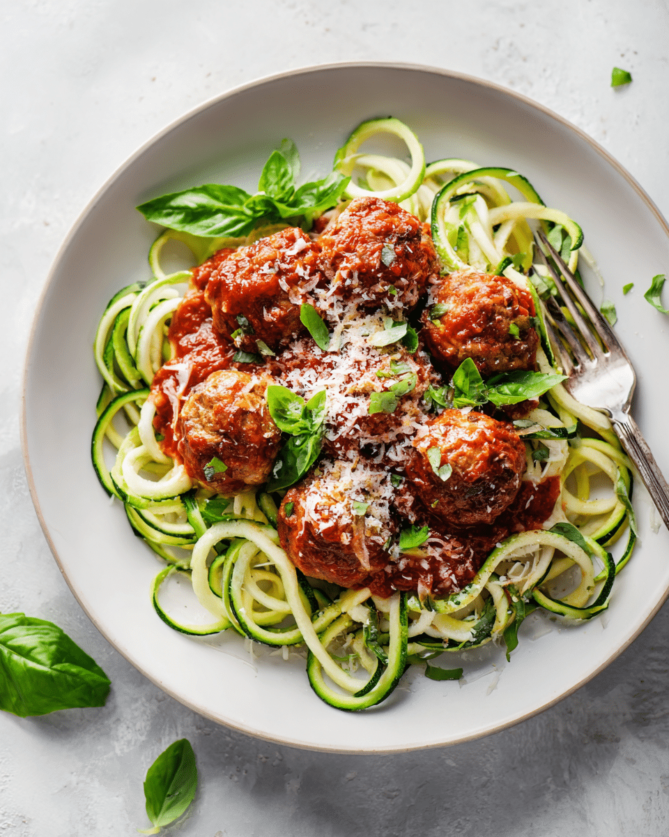 Herb-Crusted Turkey Meatballs with Zucchini Noodles