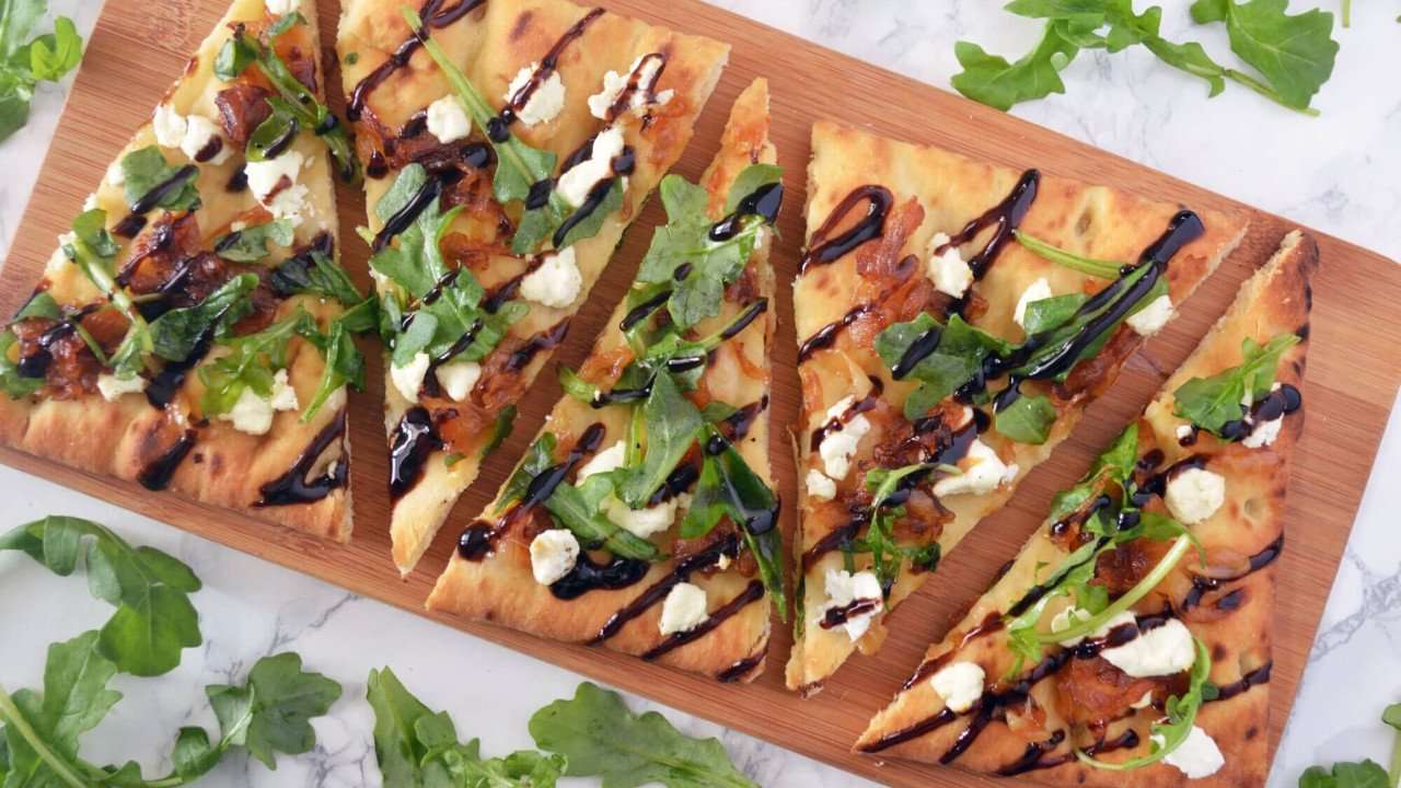 Caramelized Peach and Goat Cheese Flatbread