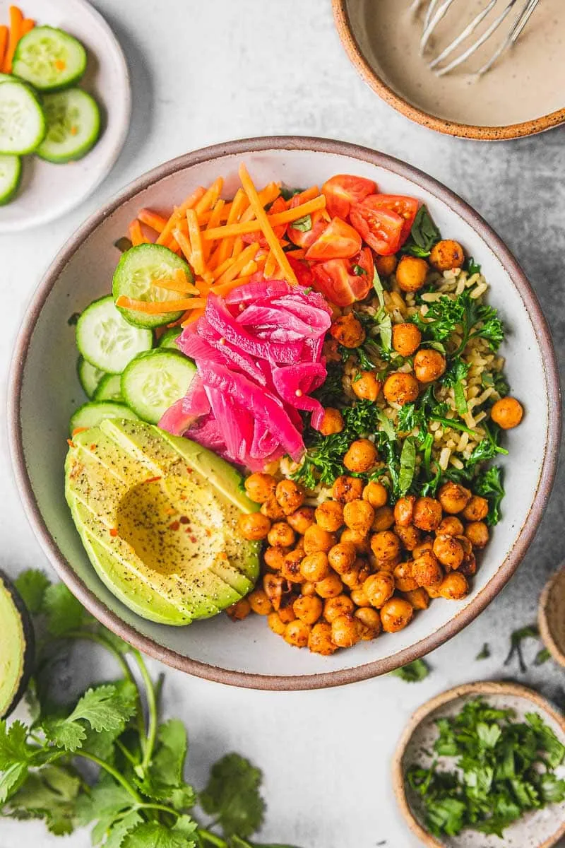 Zesty Chickpea and Avocado Bowl with Lime-Cilantro Dressing