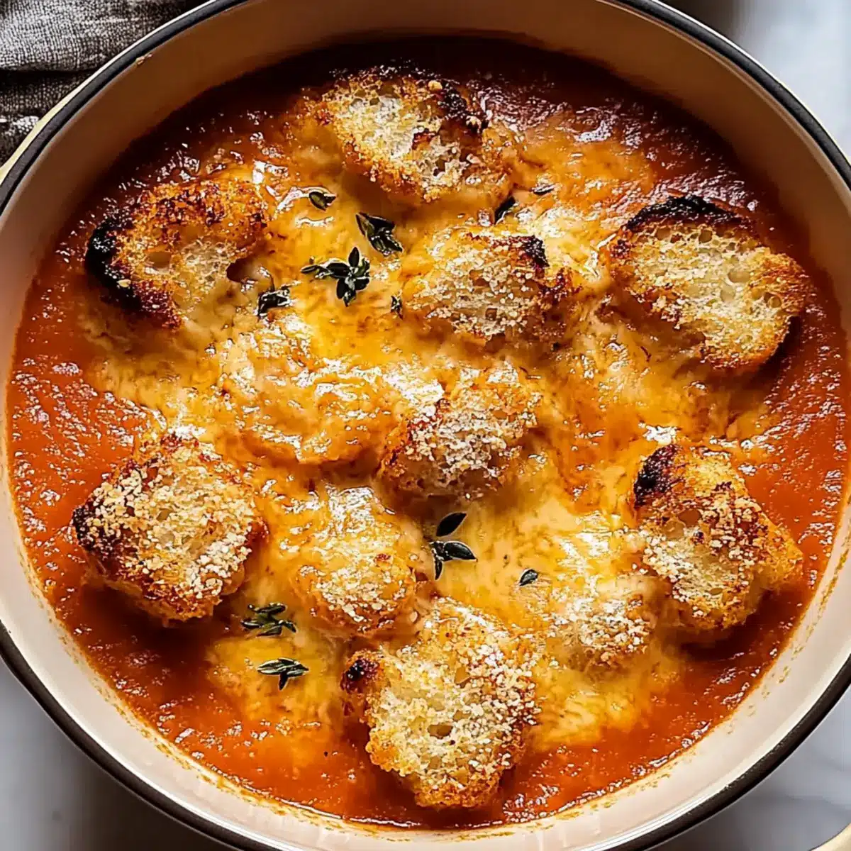 Three-Cube Tomato Soup with Herb Crouton Cubes