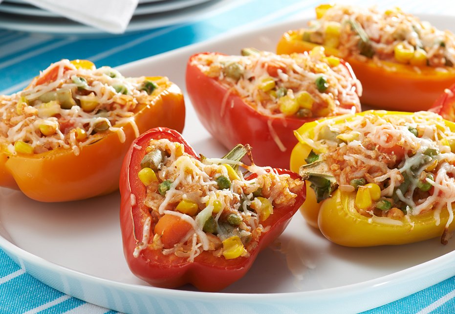 Bitter Gourd and Cheese Stuffed Peppers