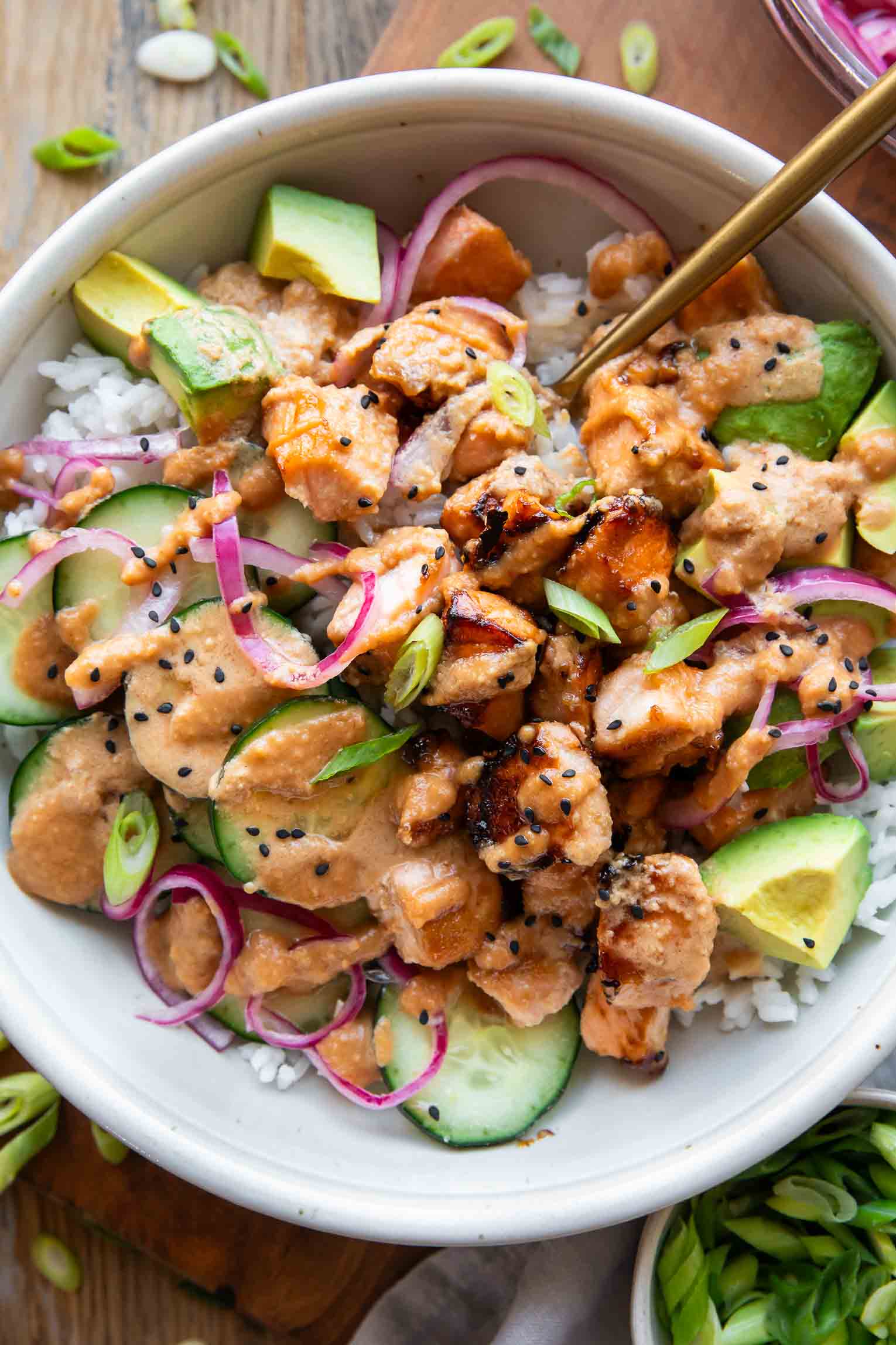 Miso-Glazed Salmon Bowls with Sesame Snap Peas