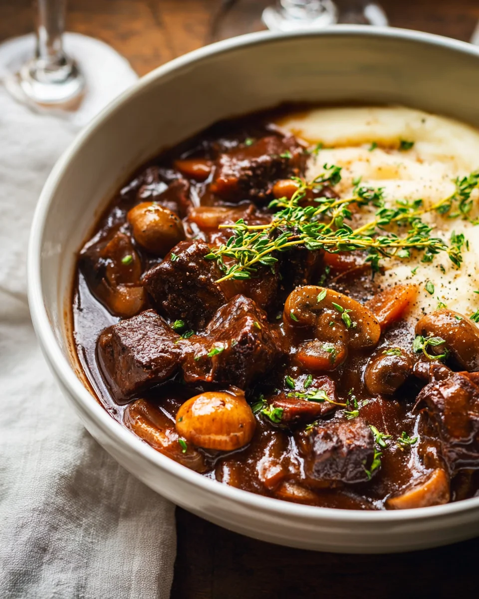 Authentically Slow-Cooked Beef Bourguignon