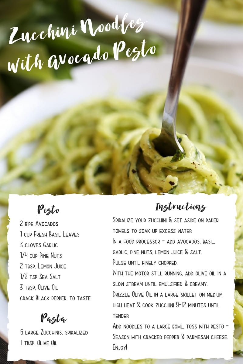 Zucchini Noodles with Avocado Pesto