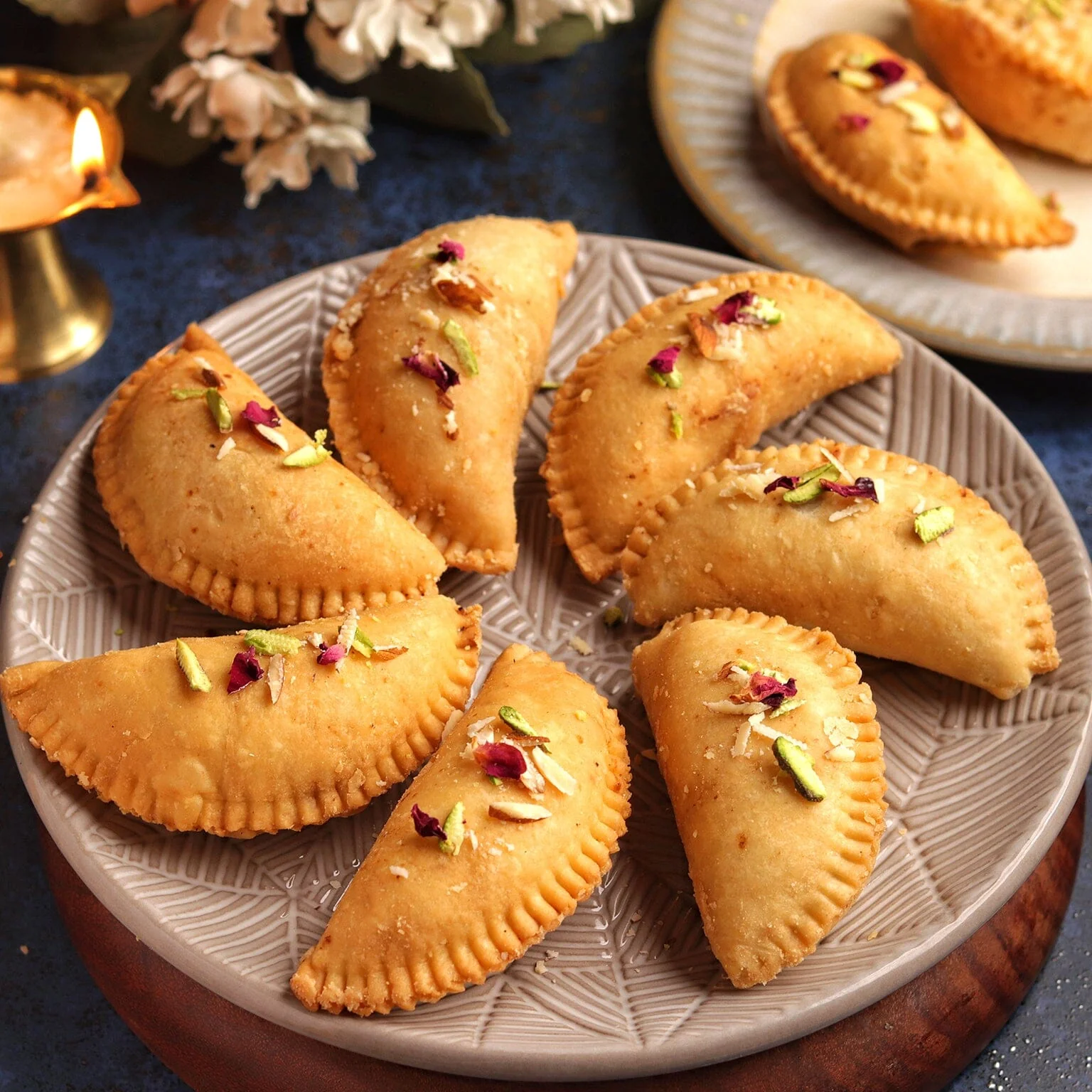 Crispy Holi Gujiya with Cardamom-Infused Syrup