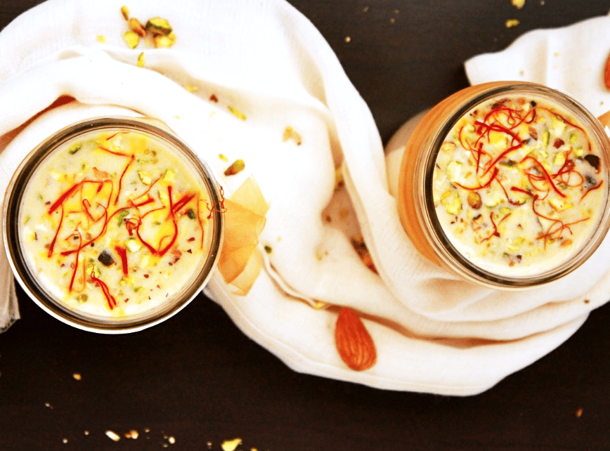 Spiced Thandai with Almond-Rose Cream