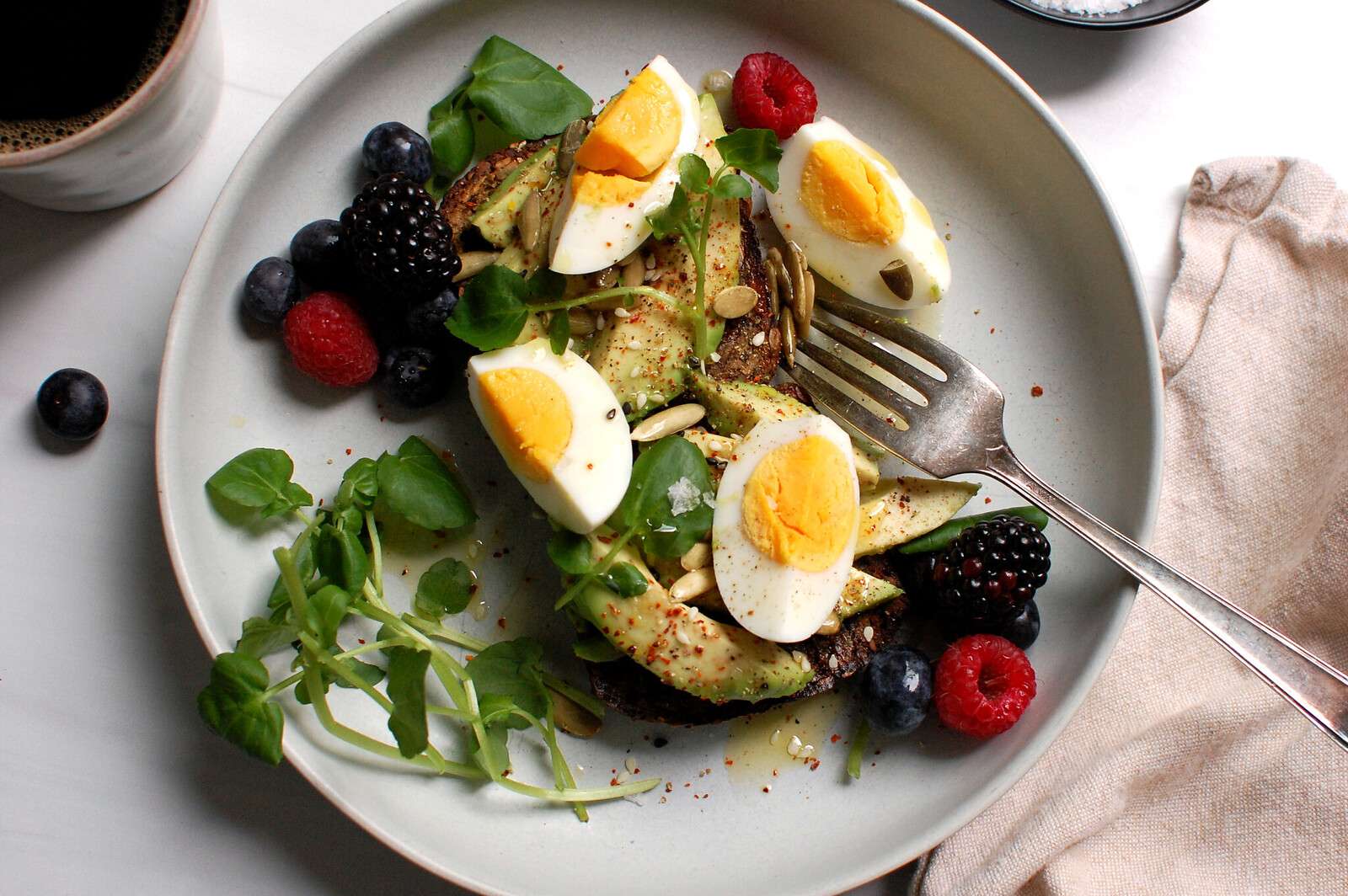 Avocado-Egg 'Toast' with Microgreens and Lime