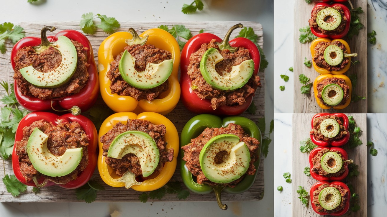 Protein-Packed Beef & Avocado Stuffed Bell Peppers