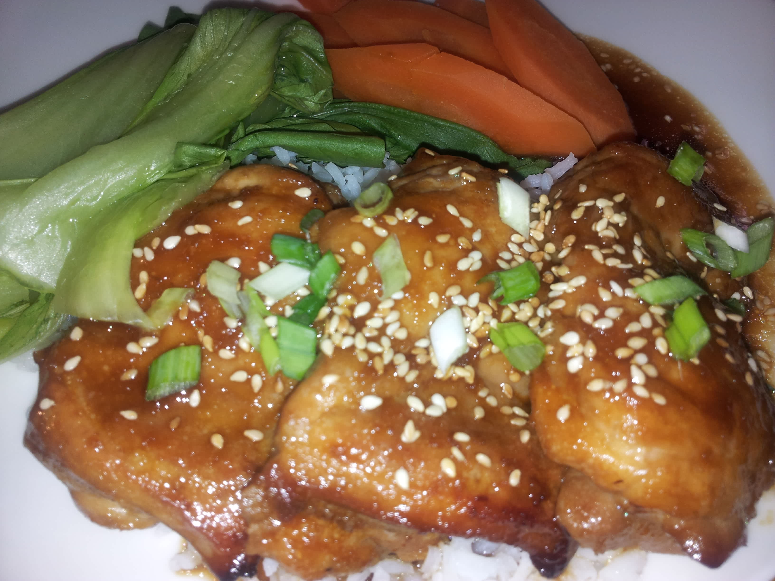 Honey-Soy Glazed Chicken Thighs with Sesame-Ginger Veggies