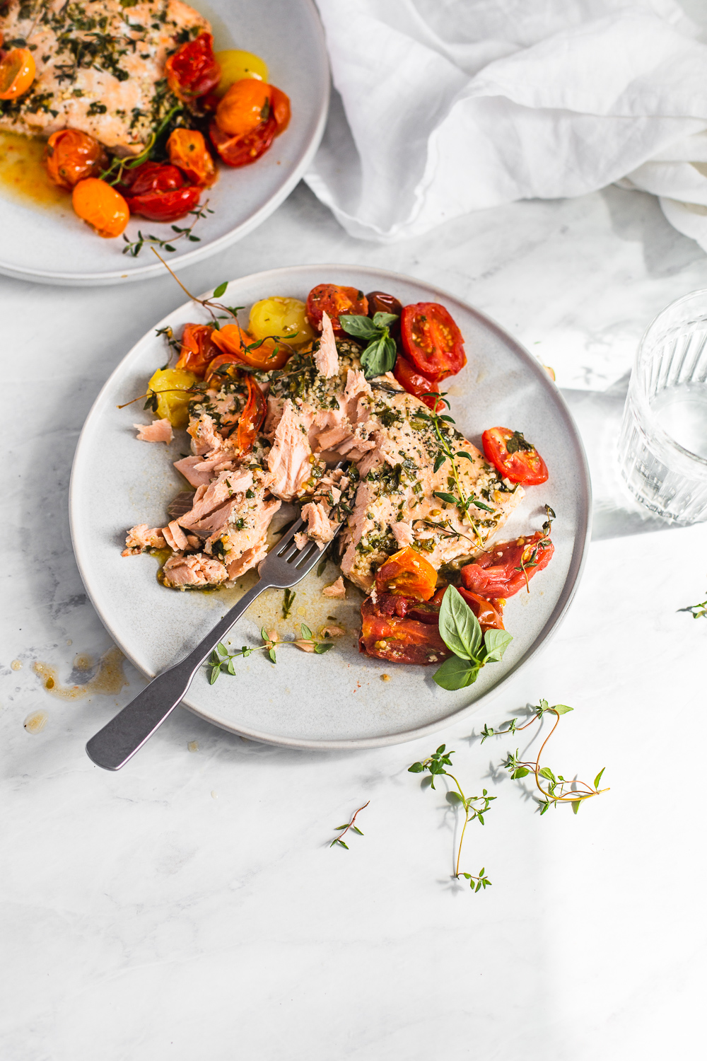 Garlic-Herb Baked Salmon with Roasted Cherry Tomatoes