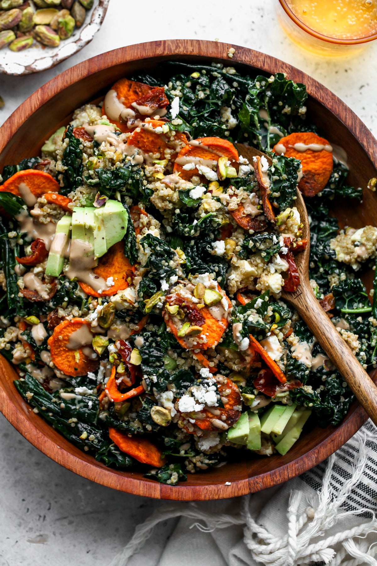 Sweet Potato and Kale Salad with Peppers and Cider Vinegar