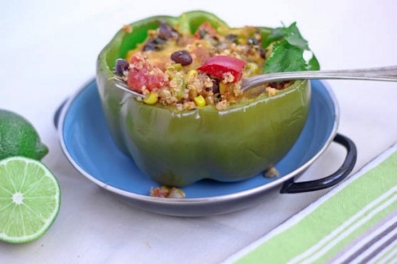 Quinoa-Stuffed Bell Peppers with Black Beans