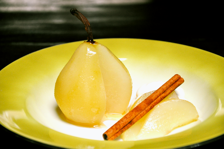 Lavender & Honey Poached Pears with Vanilla Crème