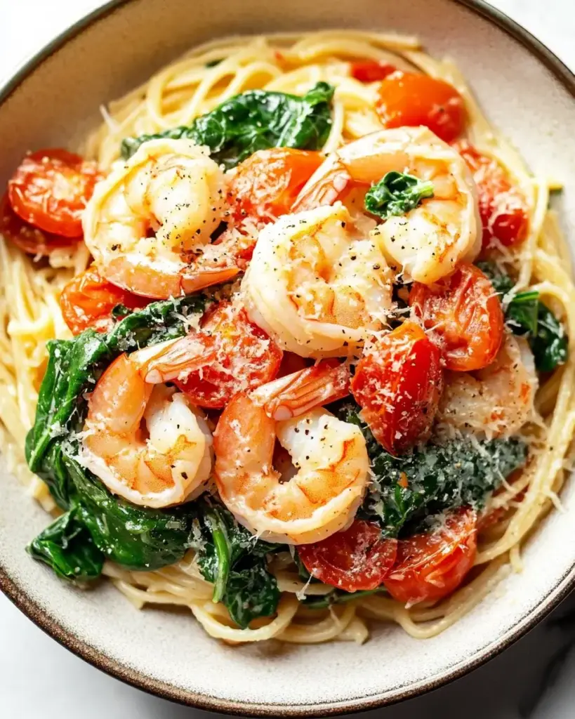 Garlic Shrimp and Spinach Pasta