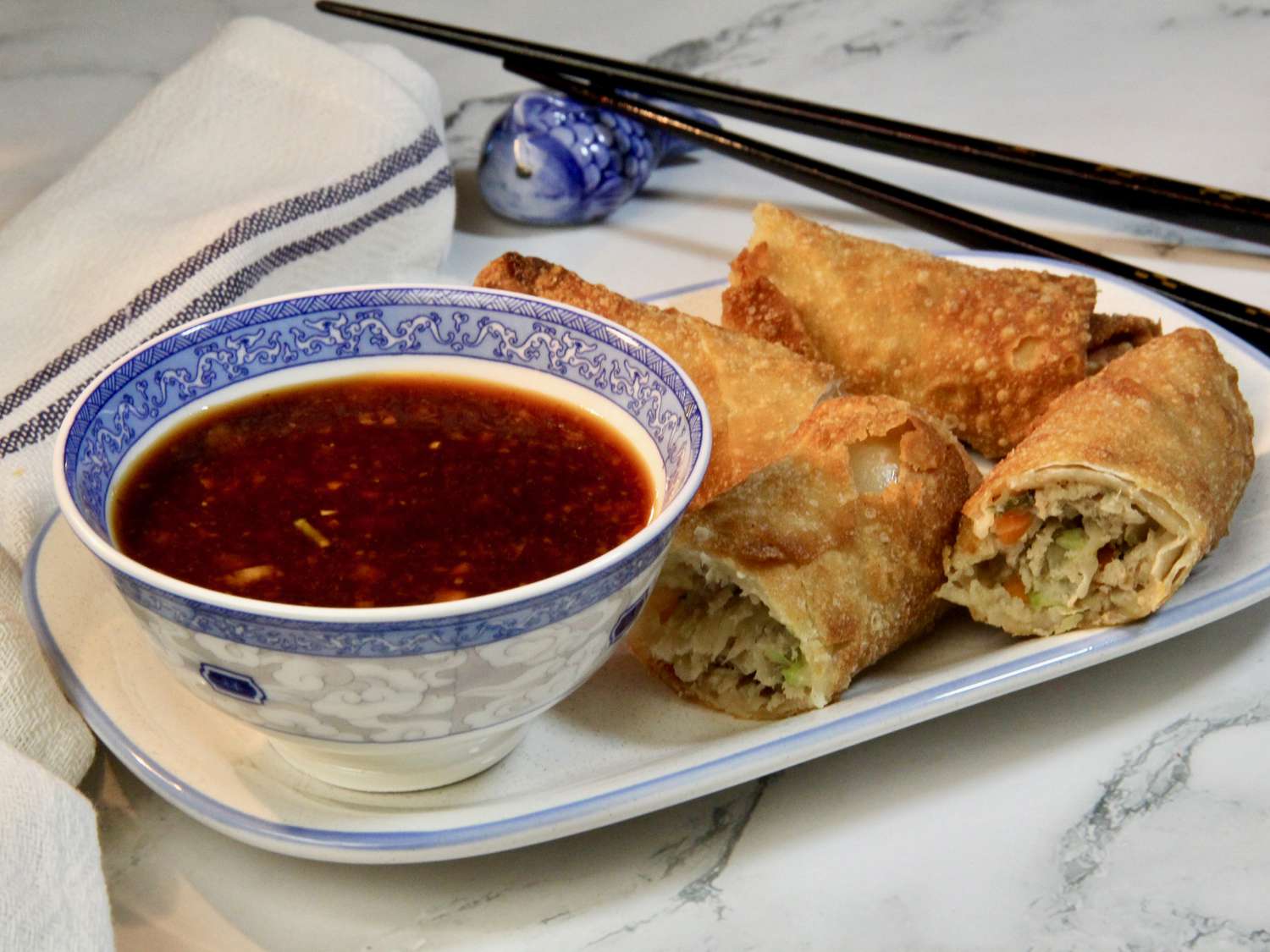 Chinese Spring Rolls with Soy-Ginger Dipping Sauce