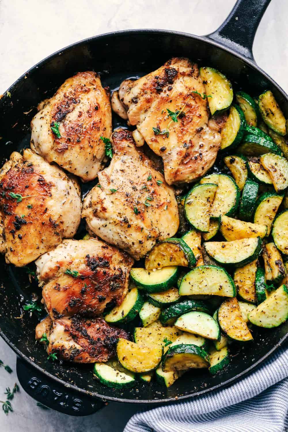 Migraine-Relief Herb Chicken with Lemon-Dill Zucchini