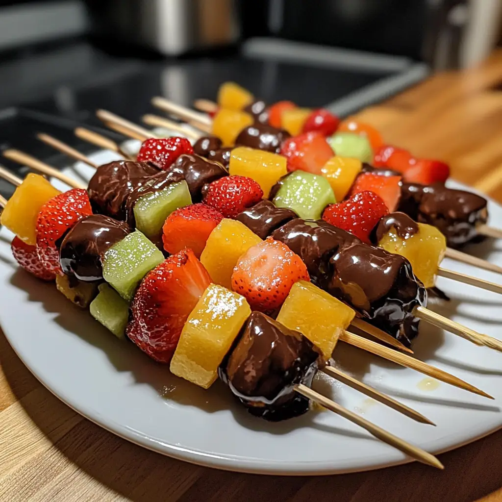 HOT Chocolate-Dipped Fruit Skewers