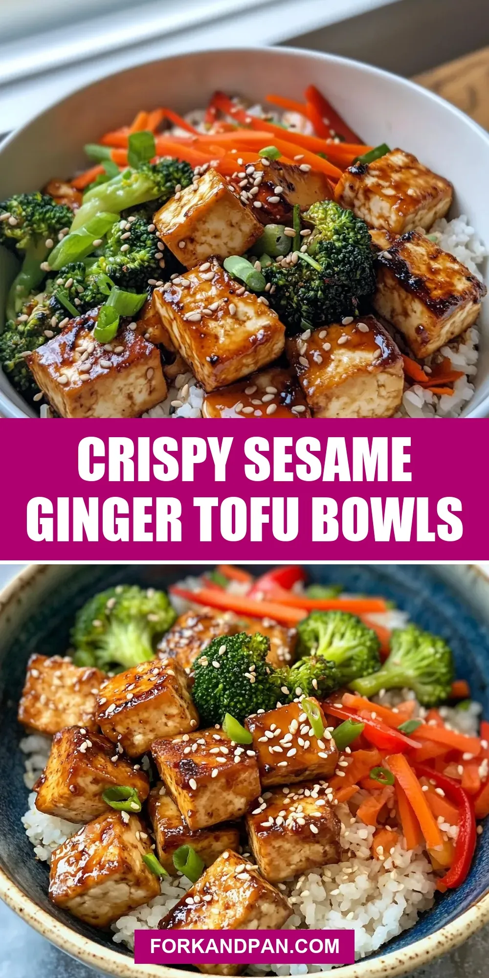 Sesame-Ginger Tofu Bowls with Crispy Veggies