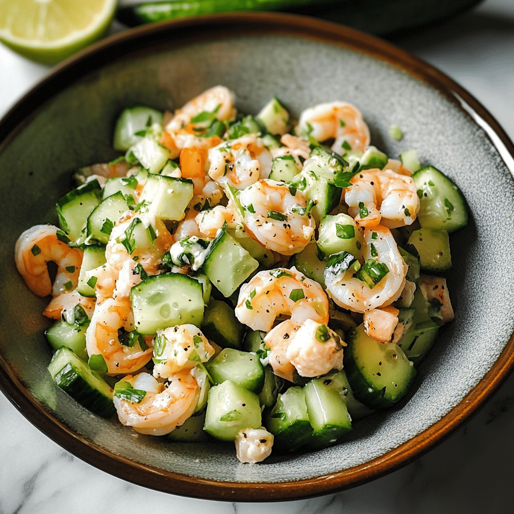 Lemon-Dill Shrimp Skewers with Cucumber Salad