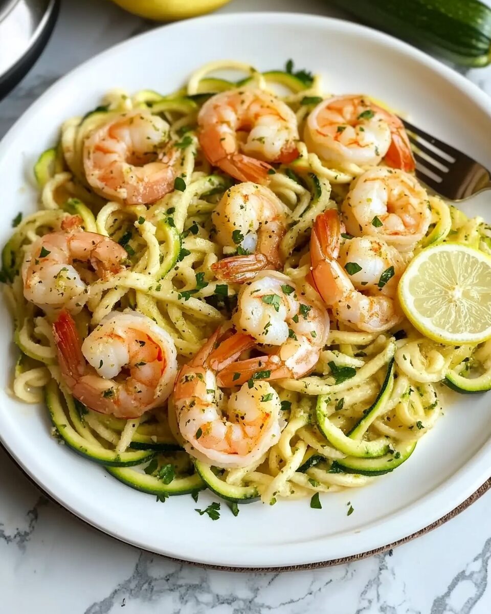 One-Pan Garlic Butter Shrimp with Zucchini Noodles