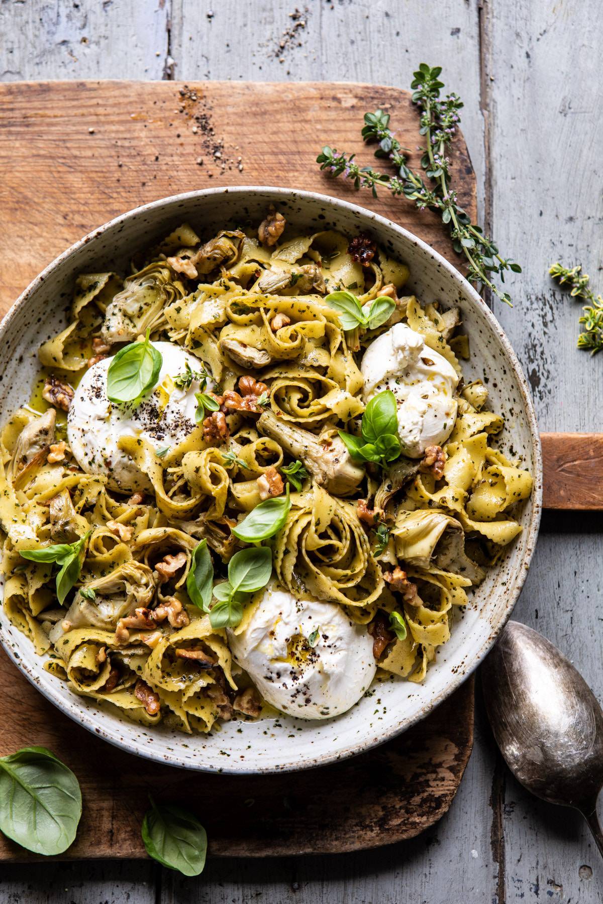Lemon-Herb Roasted Tomato & Artichoke Pasta