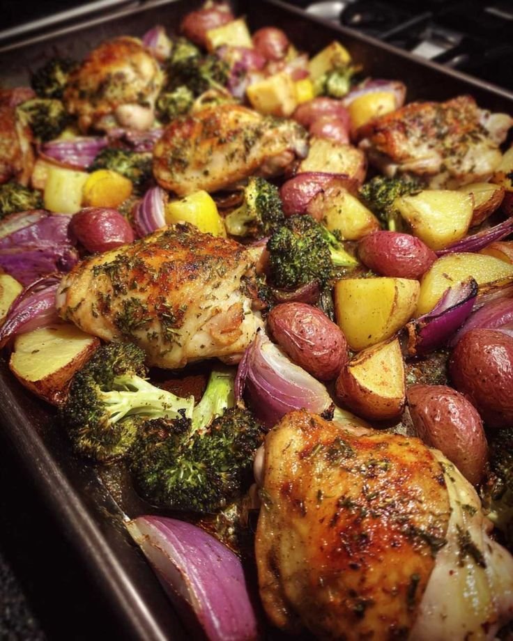 Mediterranean Lemon-Herb Chicken with Roasted Root Vegetables