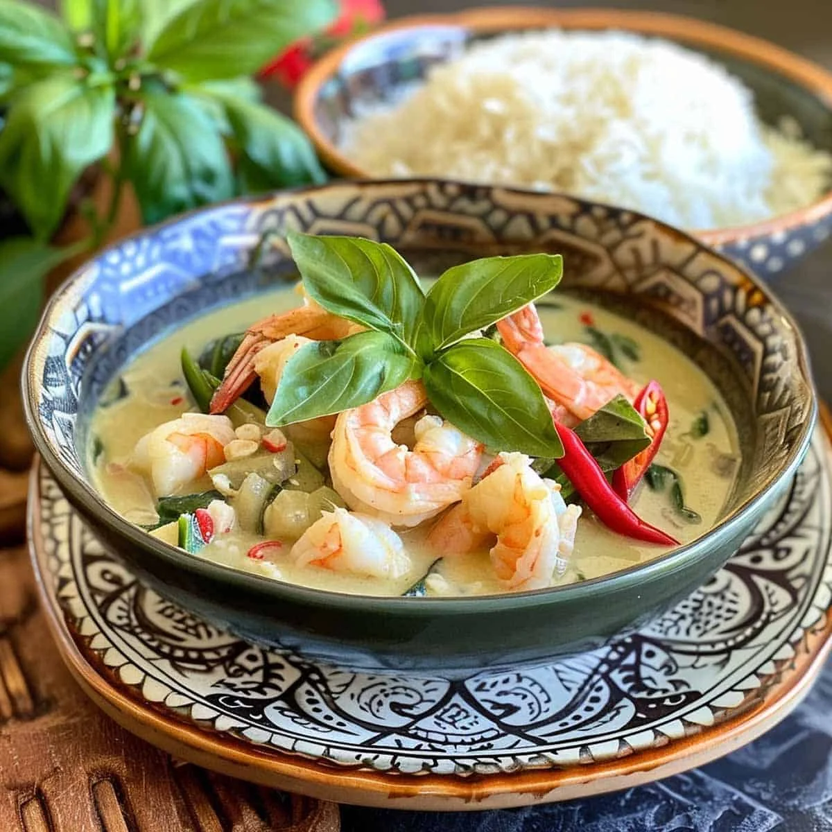 Thai Green Curry with Shrimp and Tofu