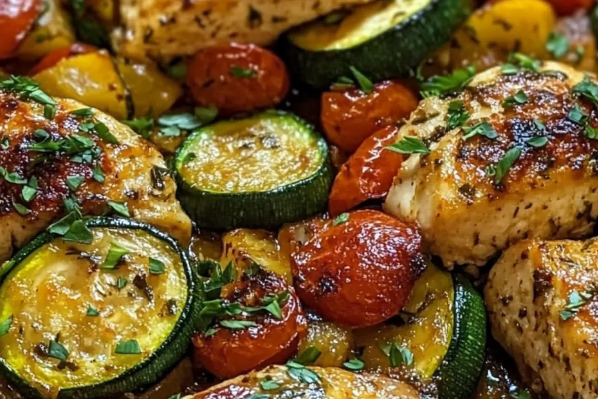 One-Pan Garlic Herb Chicken with Zucchini and Cherry Tomatoes