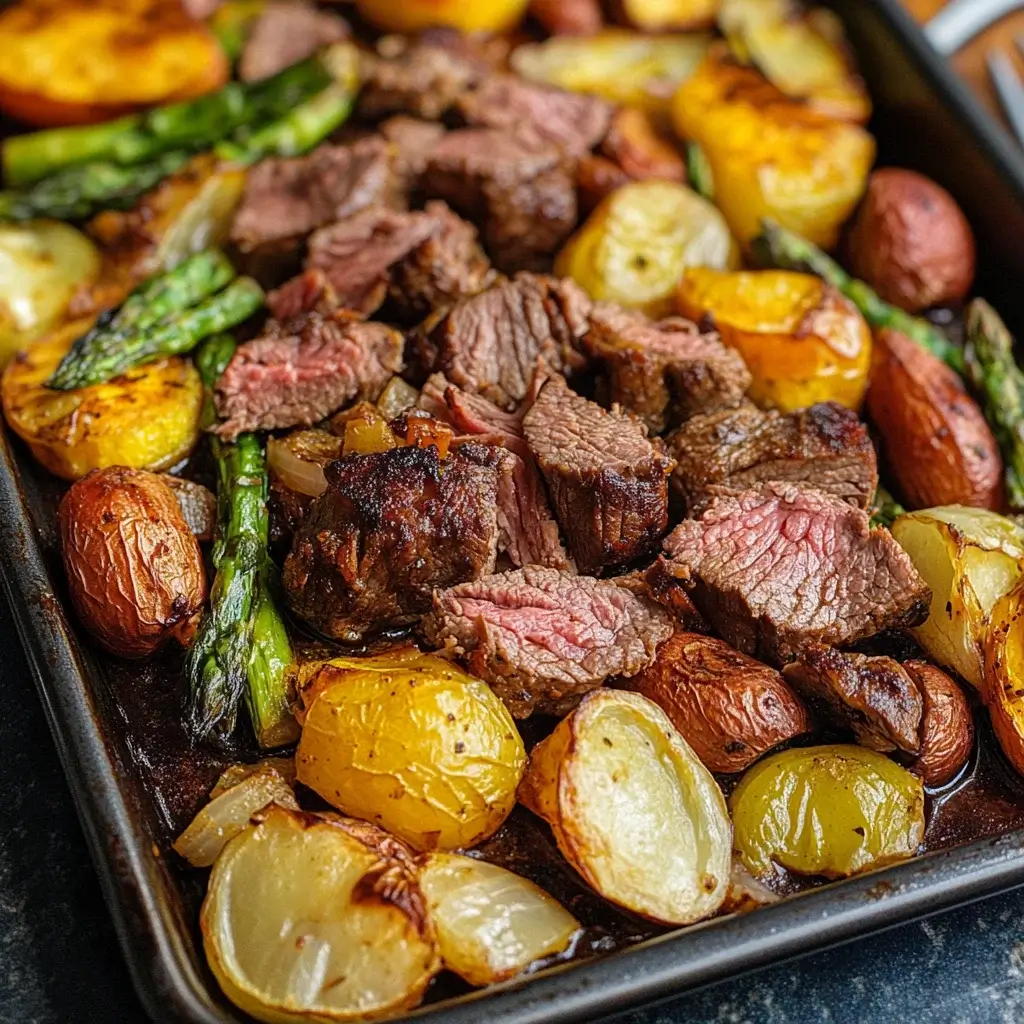 Electrolyte-Boosting Beef & Veggie Sheet Pan
