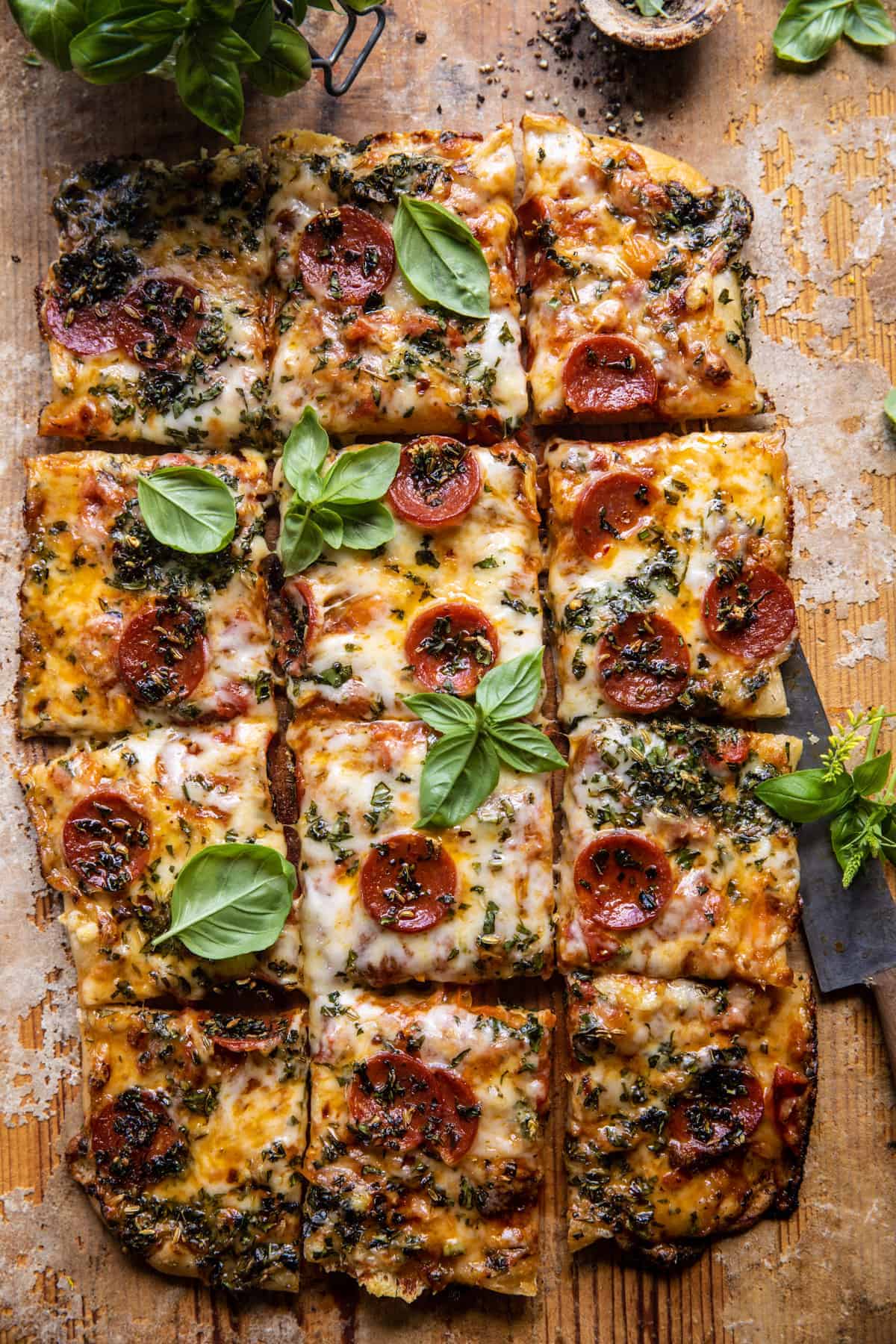 Half and Half Flatbread with Herb & Tomato