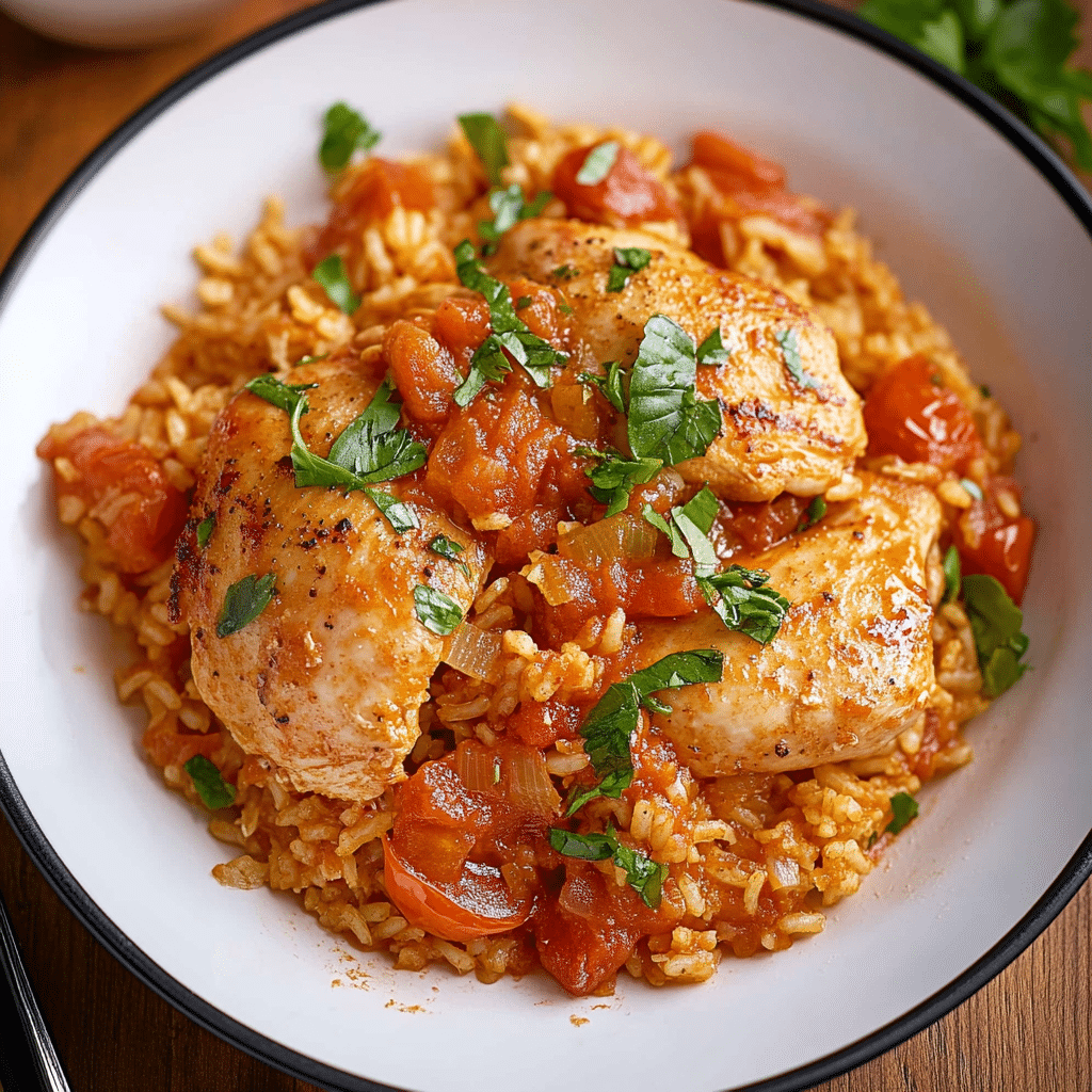 One-Pot Creamy Tomato Basil Chicken & Rice