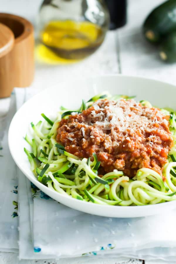 Zucchini Noodle Bolognese with Ground Turkey