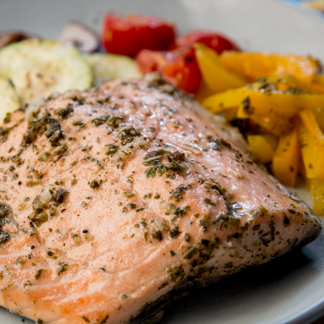 Turmeric-Ginger Salmon with Roasted Veggies