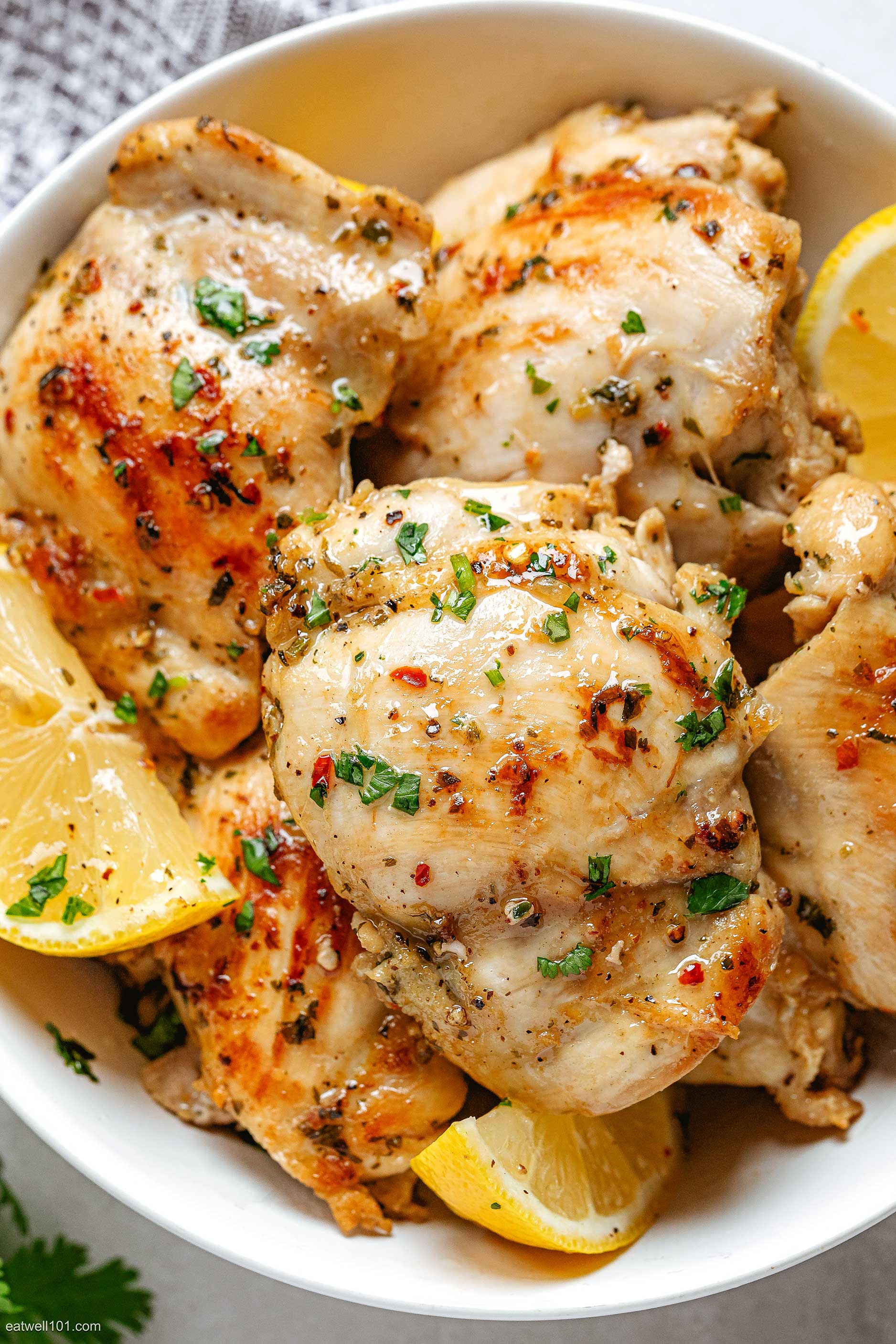 Lemon-Herb Roasted Chicken Thighs with Garlic Mashed Potatoes