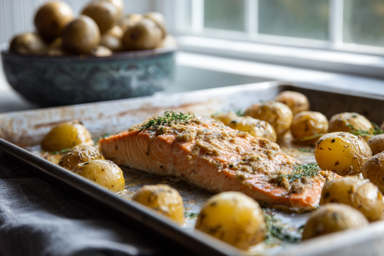 Crispy Lemon-Dill Salmon with Herb-Infused Potatoes