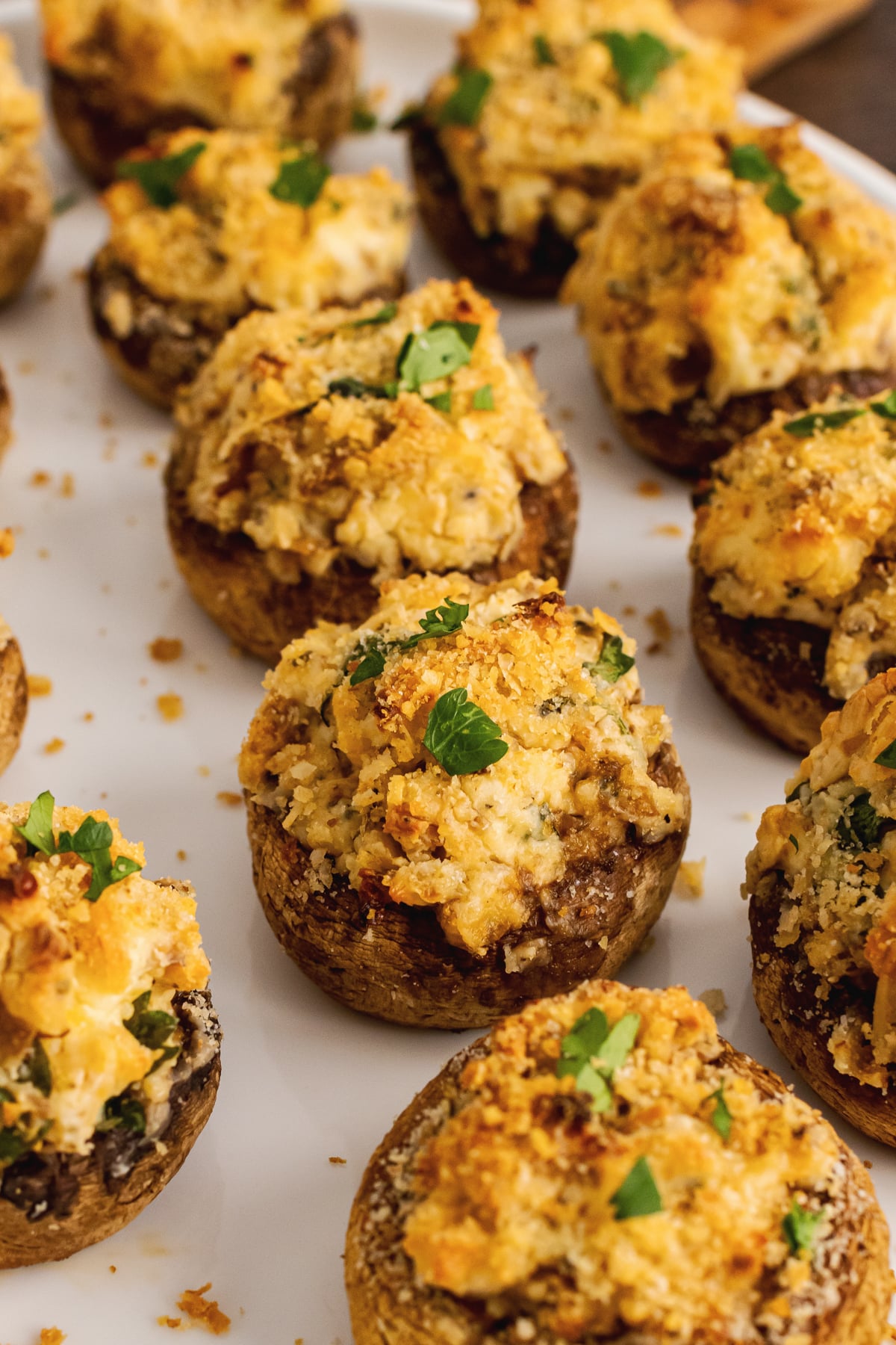 American Seafood Stuffed Mushrooms with Cream of Mushroom Sauce