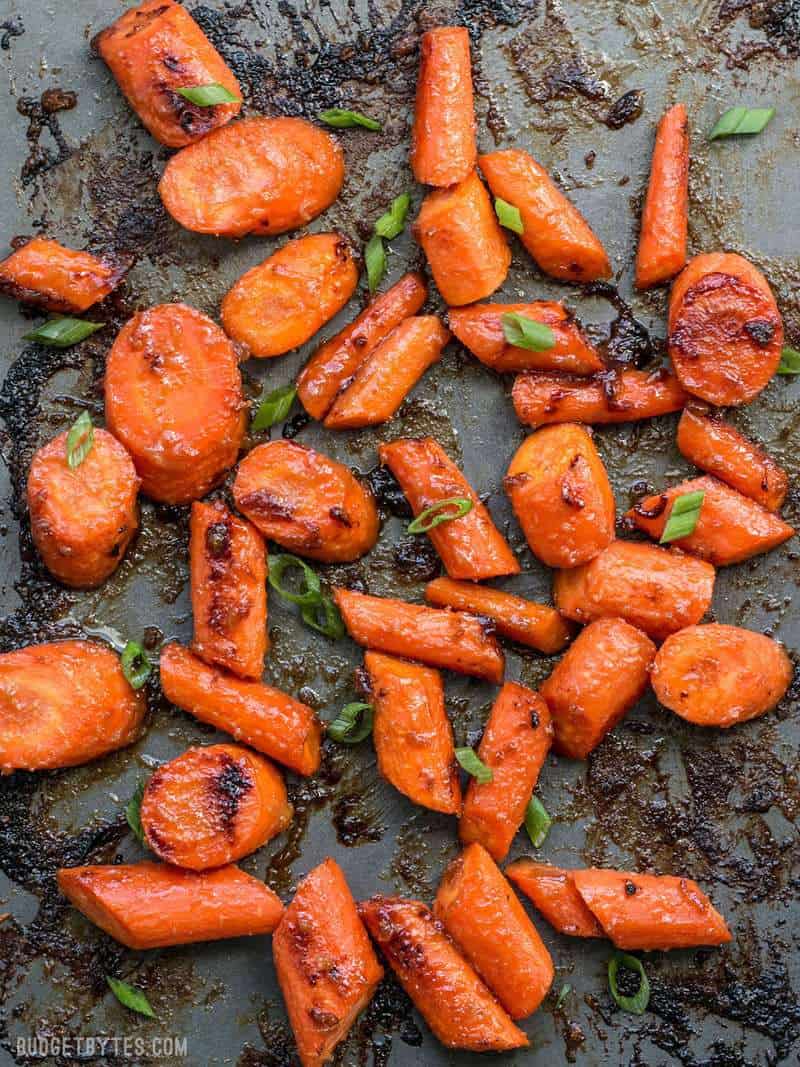 Miso-Glazed Maple Carrot & Sweet Potato Sheet Pan Medley
