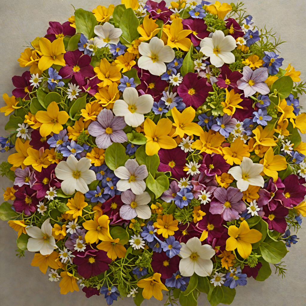 Floral Centerpiece Garden Salad with Edible Flowers