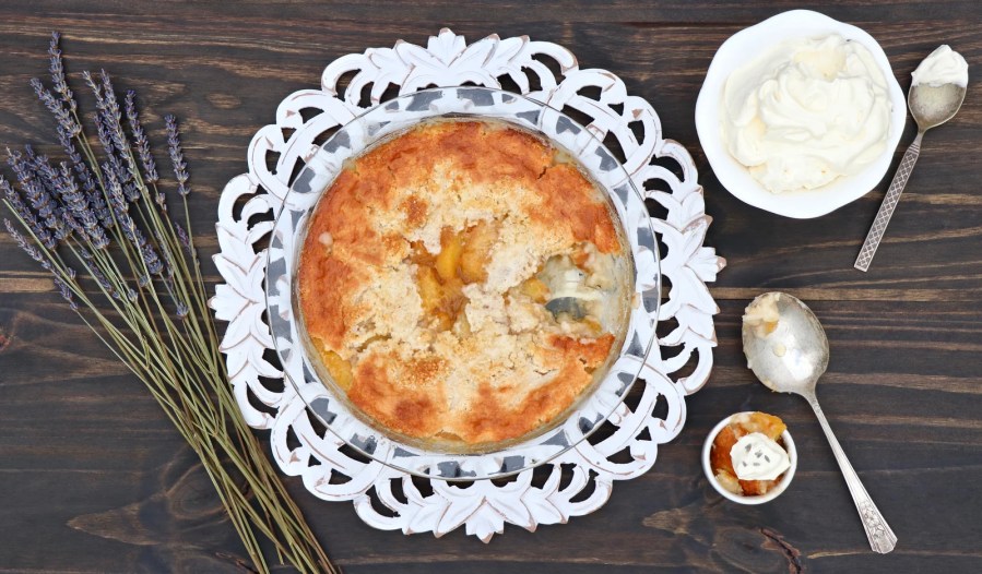 Mayfair Neighborhood Peach Cobbler with Garden-Herbed Whipped Cream