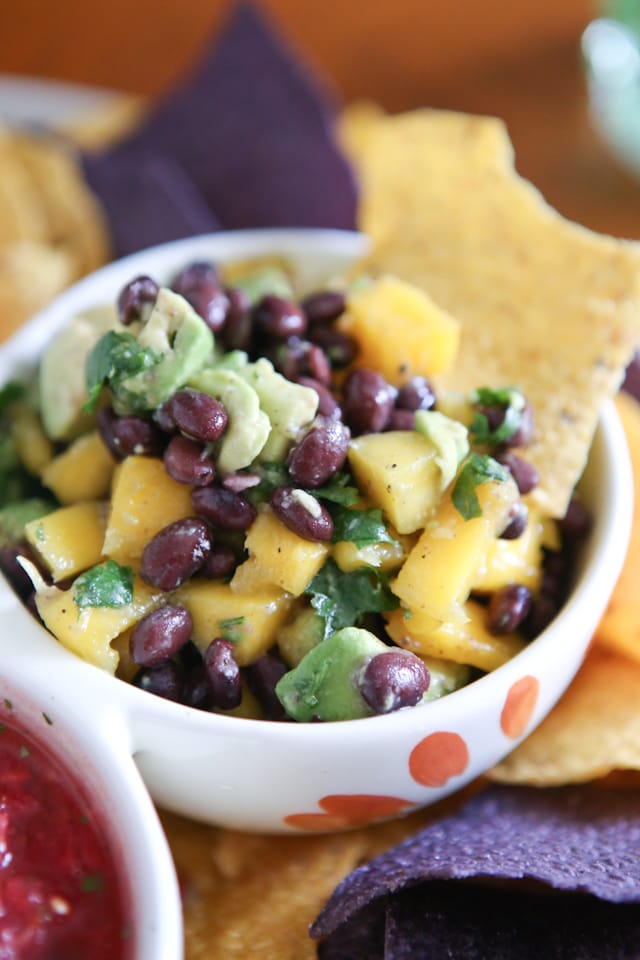 Grilled Avocado & Black Bean Tacos with Mango Salsa