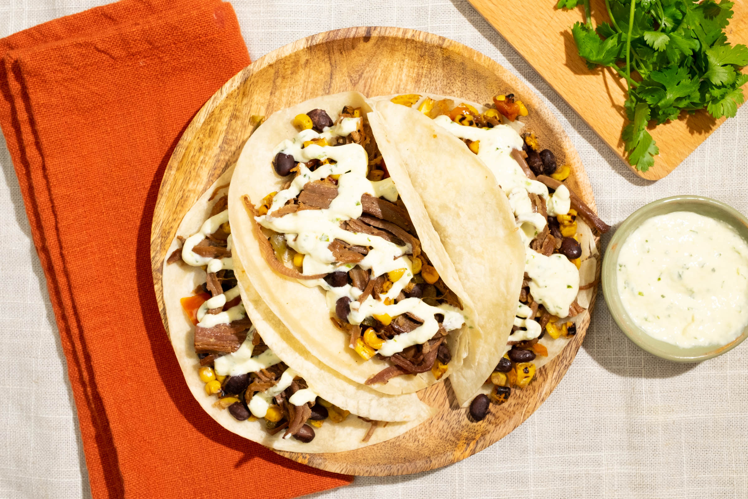 APRN Beef Tacos with Cilantro Lime Crema