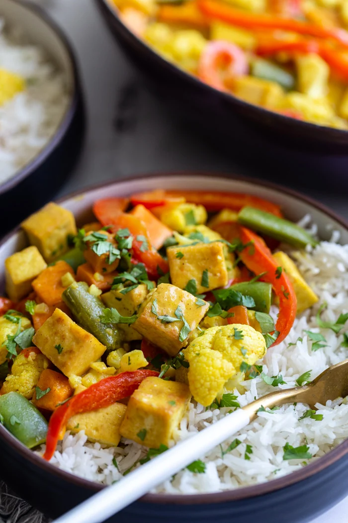 Low-Fat Coconut Curry with Tofu and Seasonal Vegetables