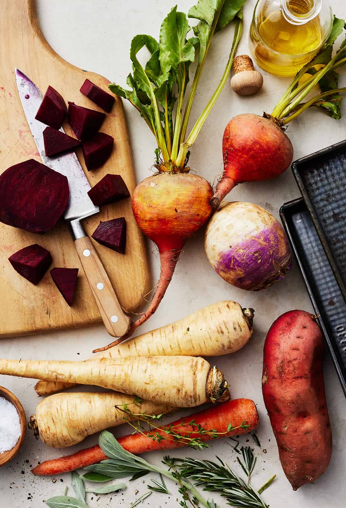 Garden Bowl with Floral Vinaigrette and Roasted Root Vegetables