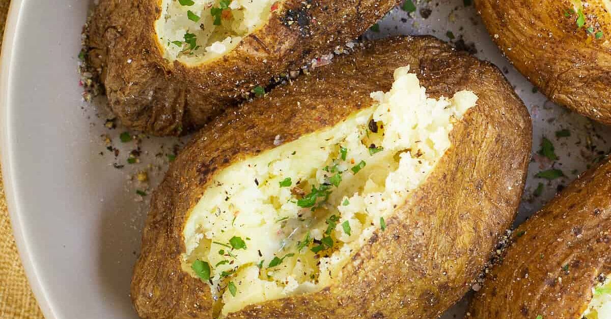 Baked Potato with Cheesy Topping