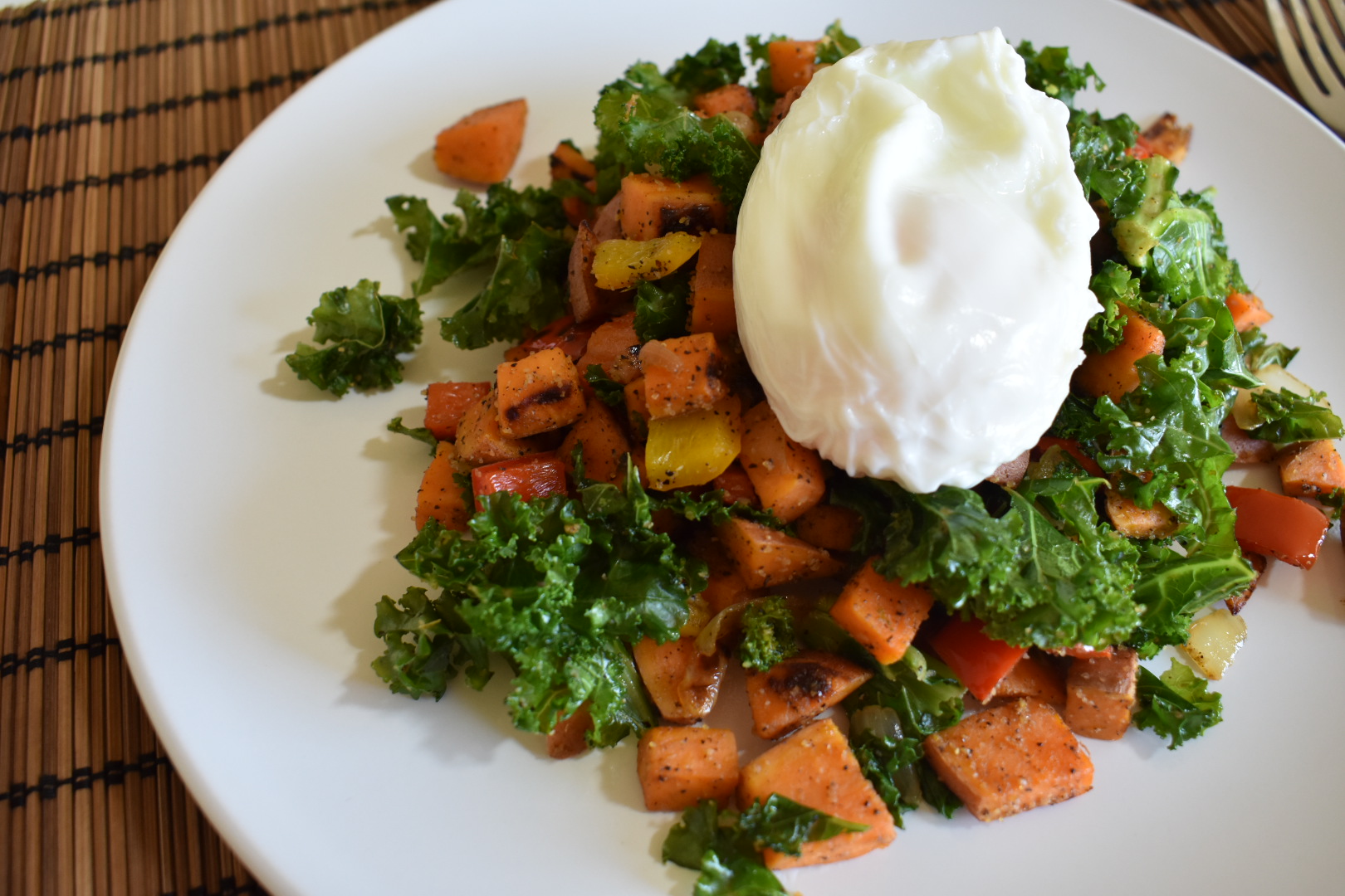 Half-Baked Sweet Potato & Kale Hash with Smoked Paprika