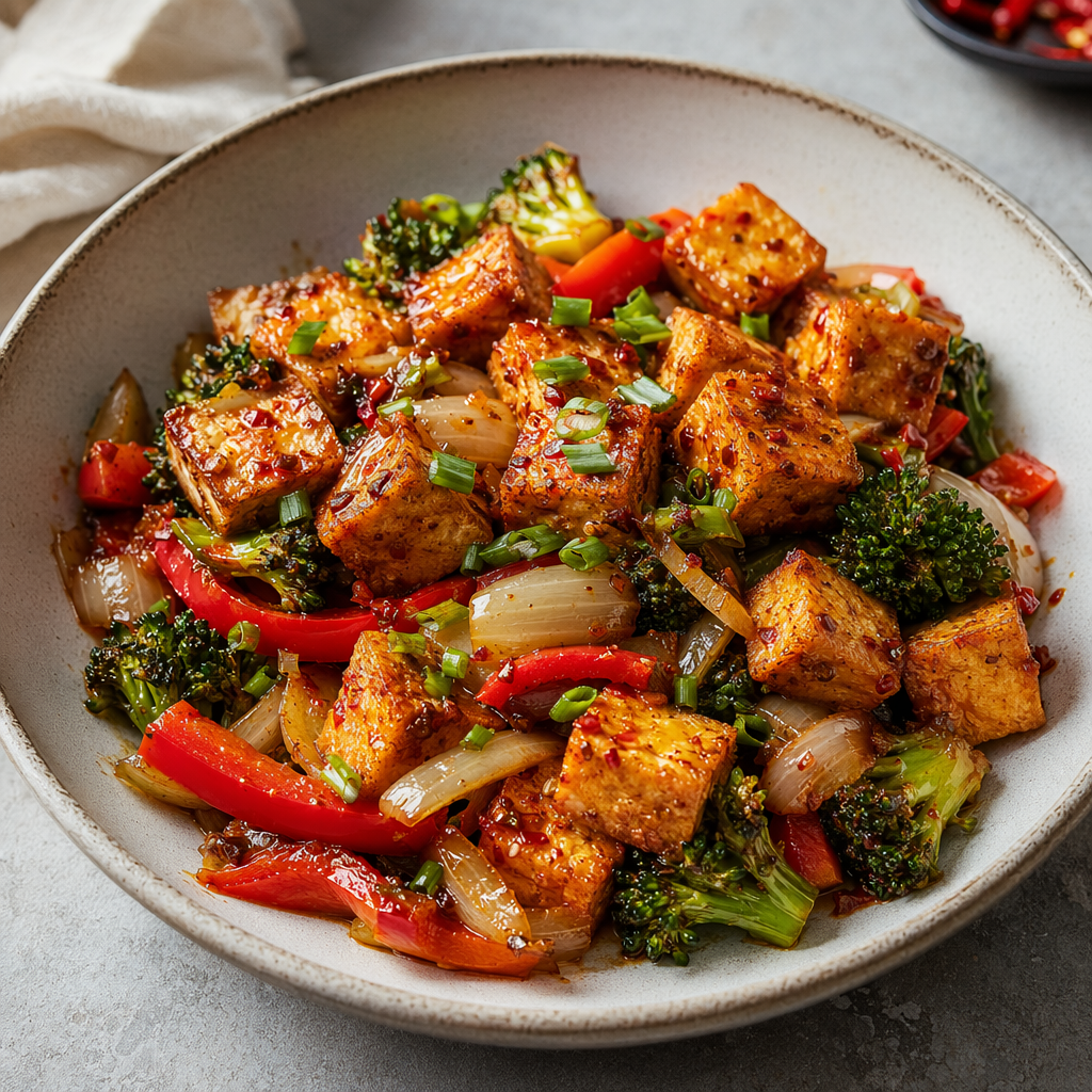 Spicy Air Fryer Tofu Stir-Fry