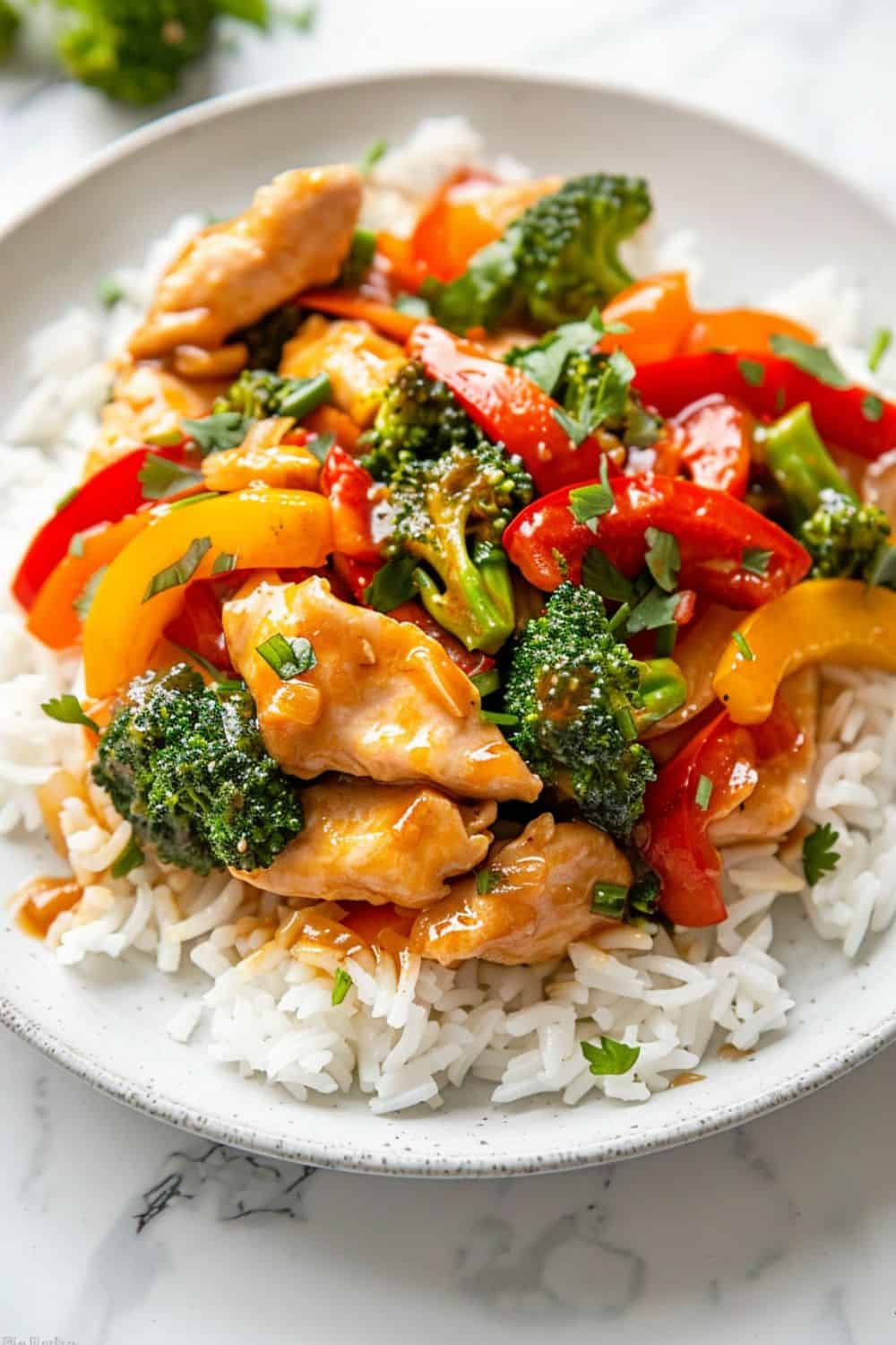 Asian-Style Stir-Fried Chicken with Broccoli and Bell Peppers