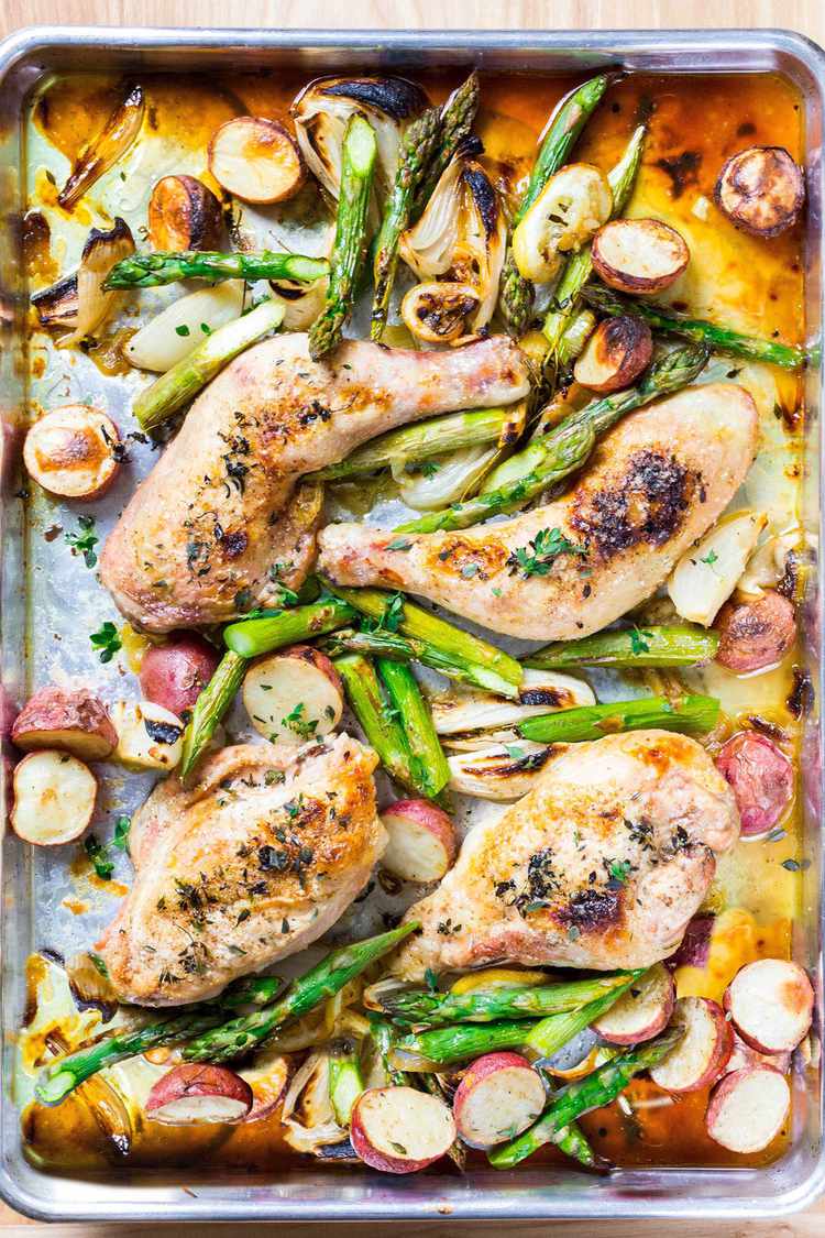 Herb-Crusted Lemon Chicken with Asparagus and Potatoes