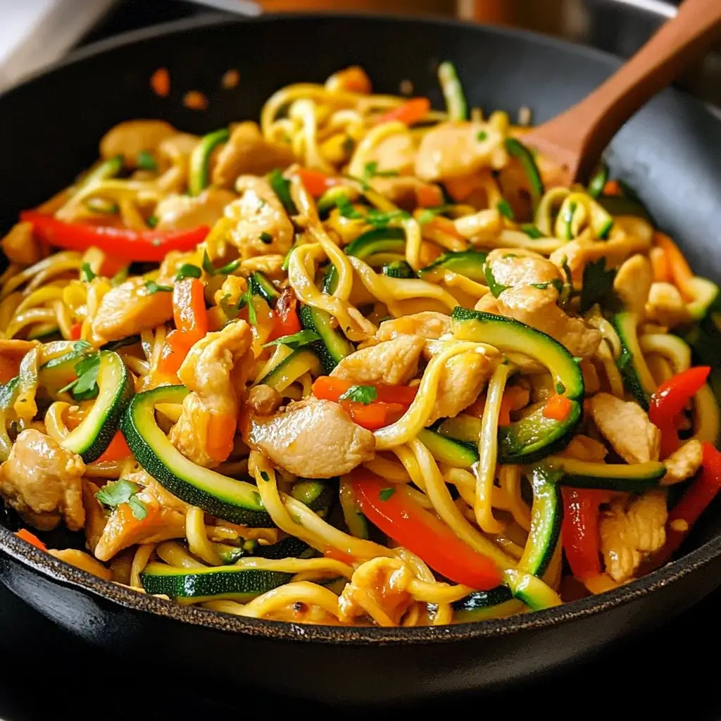 Coconut Ginger Chicken Stir-Fry with Zucchini Noodles