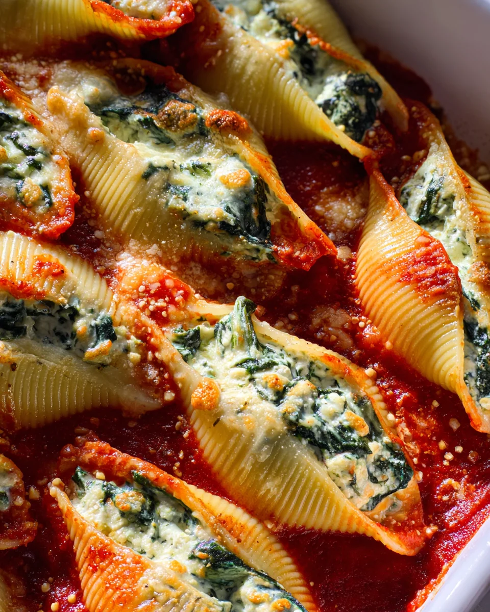 Half-Moon Stuffed Shells with Spinach and Ricotta